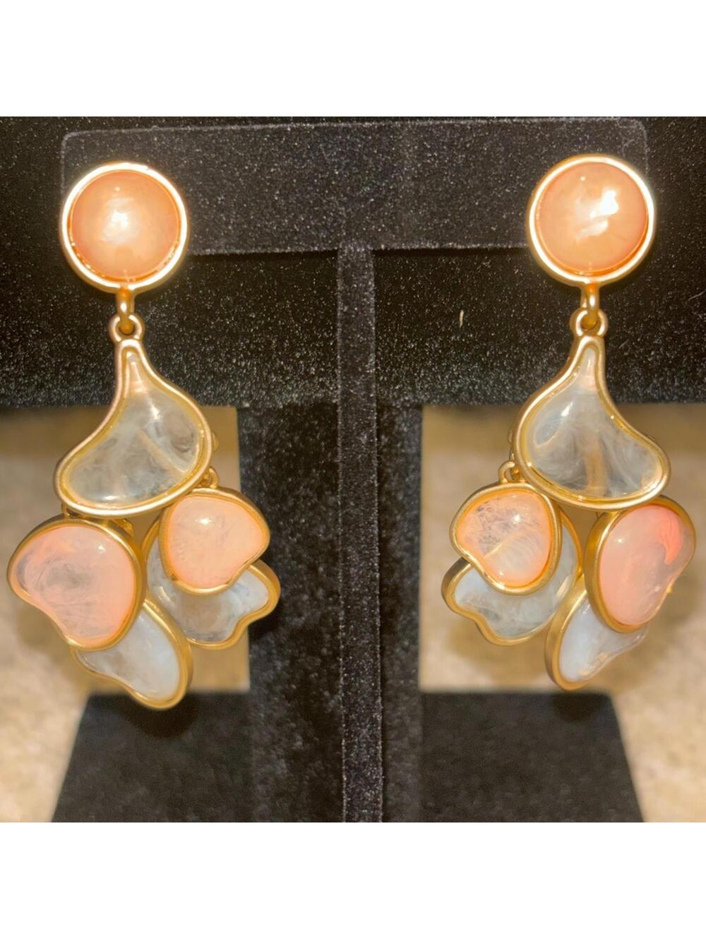 Chic Gold and Pink Statement Earrings